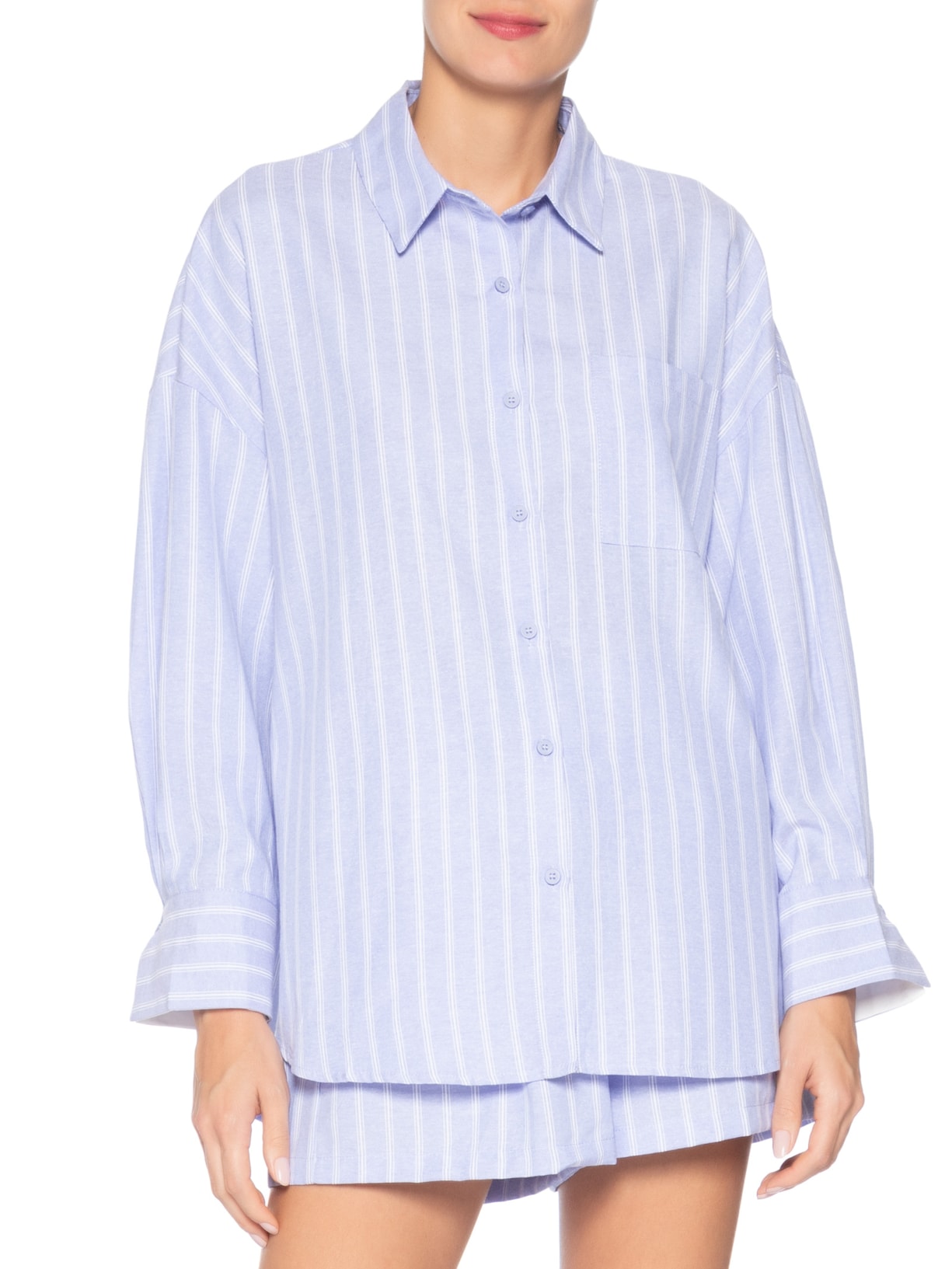 Conjunto Feminino Camisa e Short Azul Market 33