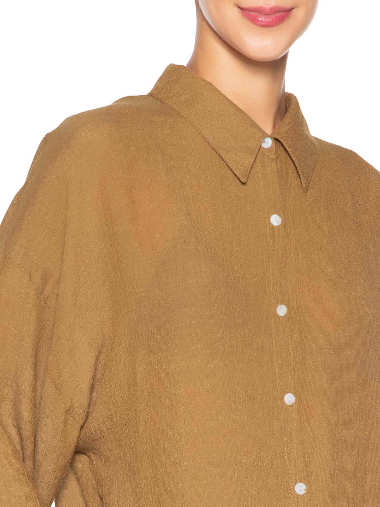 Conjunto Feminino Camisa E Short Beachwear Marrom Mktbeach