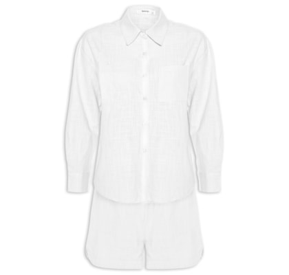Conjunto Feminino Camisa E Short - Branco