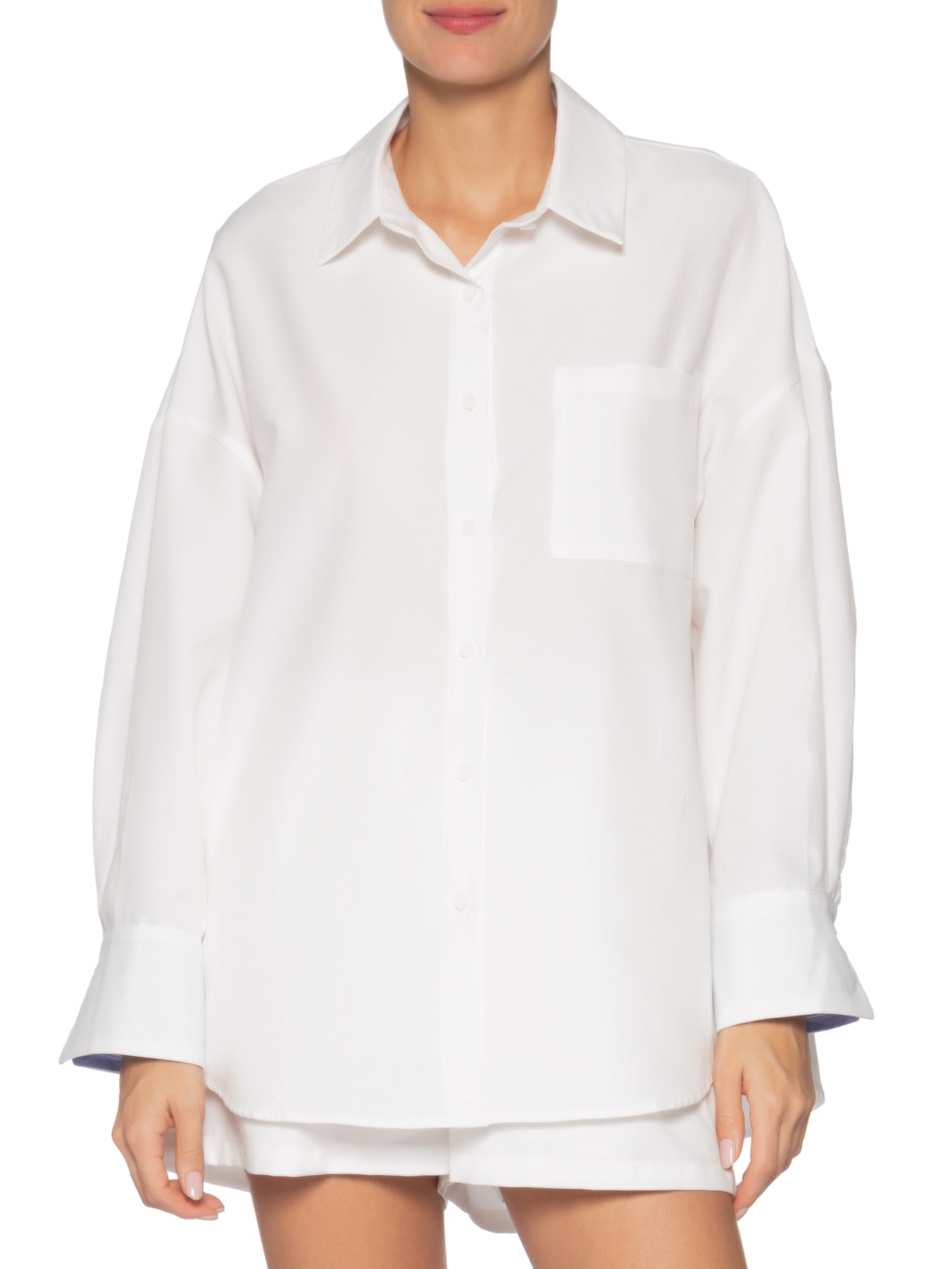 Conjunto Feminino Camisa e Short Branco Market 33