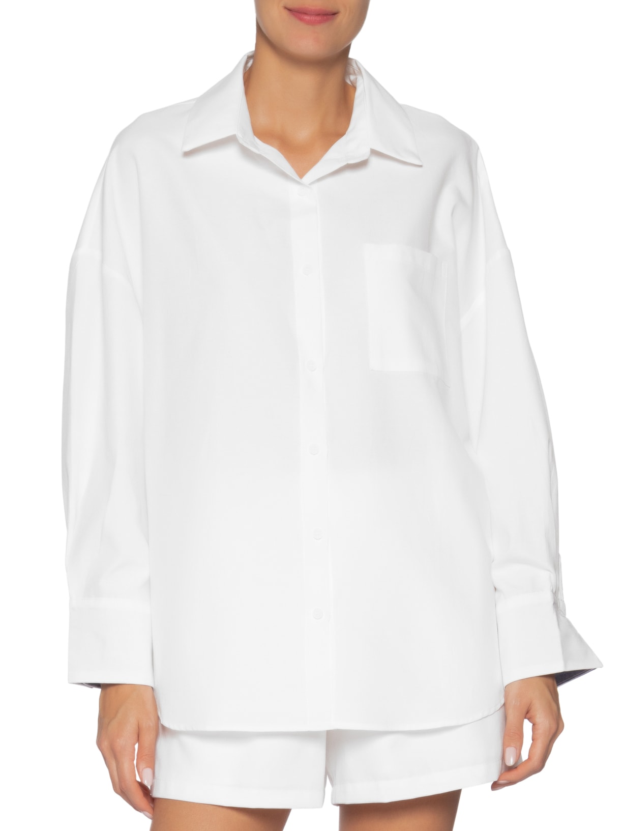 Conjunto Feminino Camisa e Short Branco Market 33