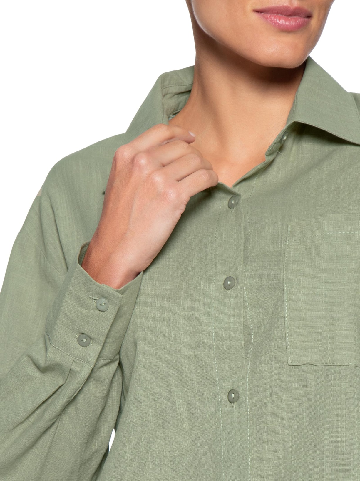 Conjunto Feminino Camisa E Short Verde Basiq