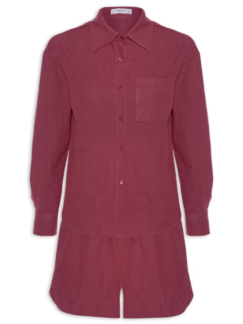 Conjunto Feminino Camisa E Short - Vermelho