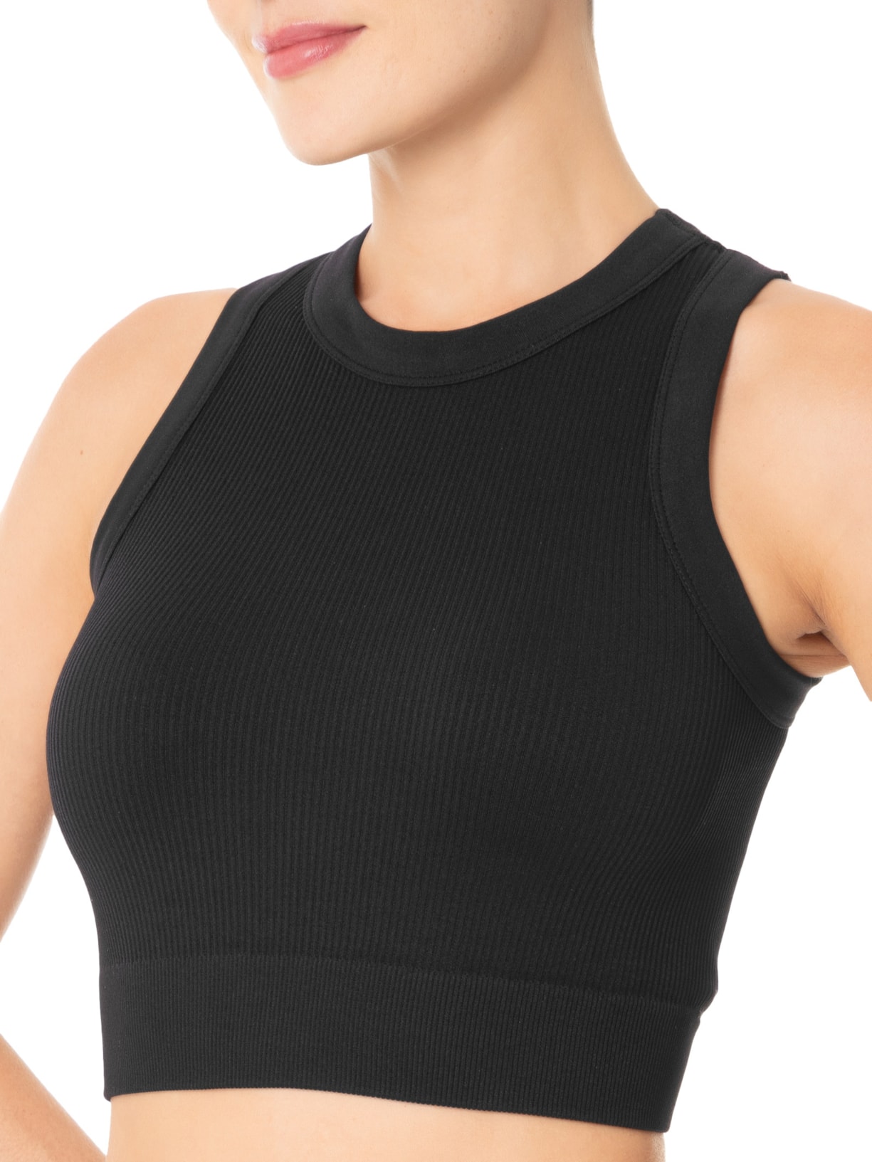 Conjunto Feminino Canelado Calça E Regata Preto Basiq