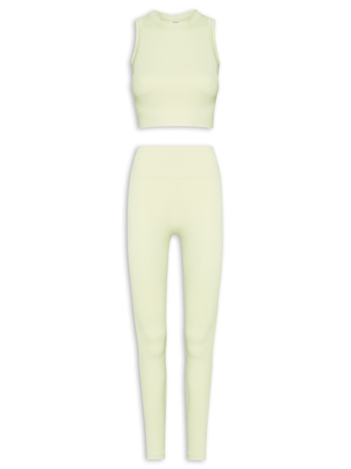 Conjunto Feminino Canelado Calça E Regata - Verde