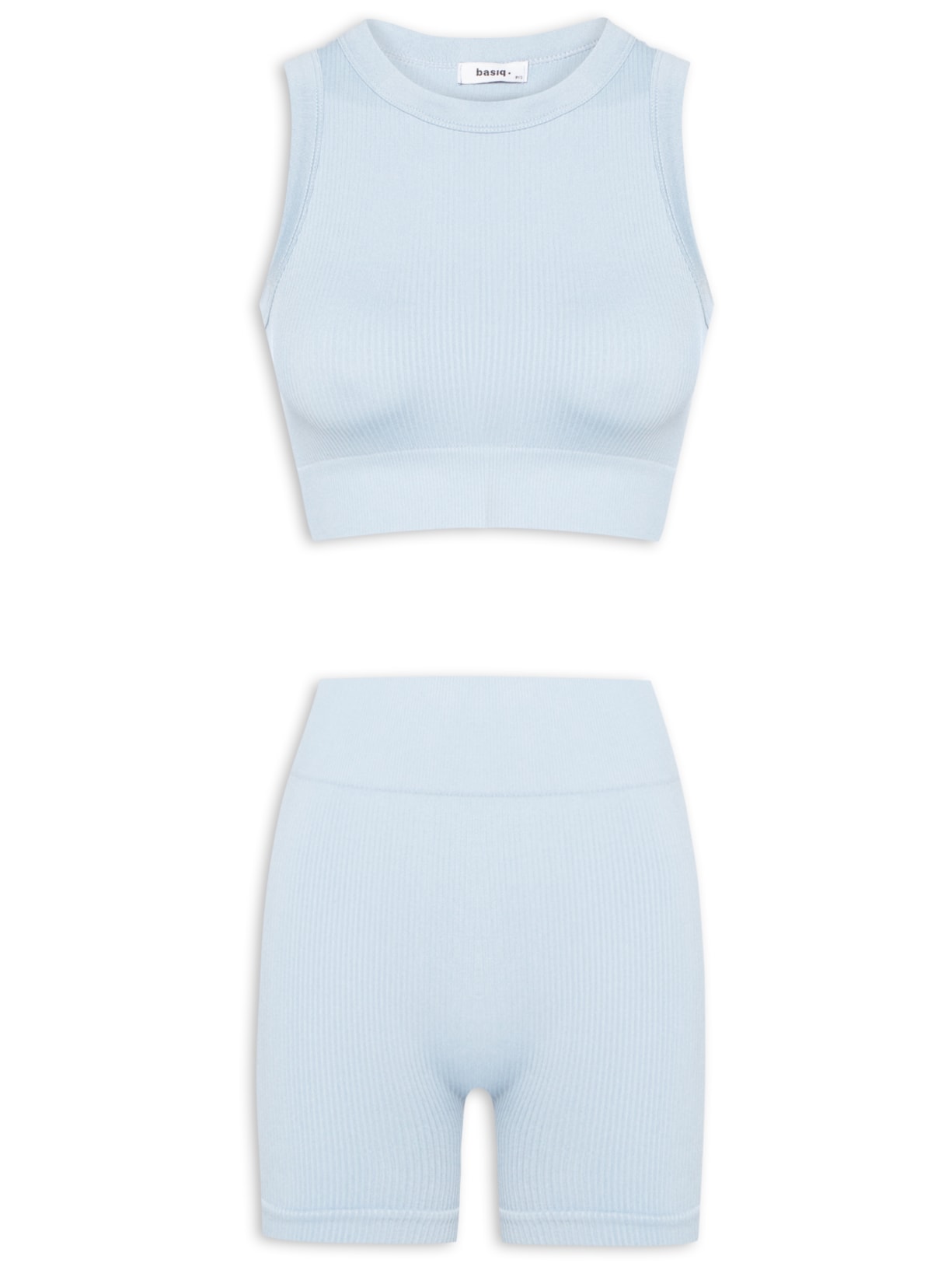 Conjunto Feminino Canelado Short E Regata - Azul