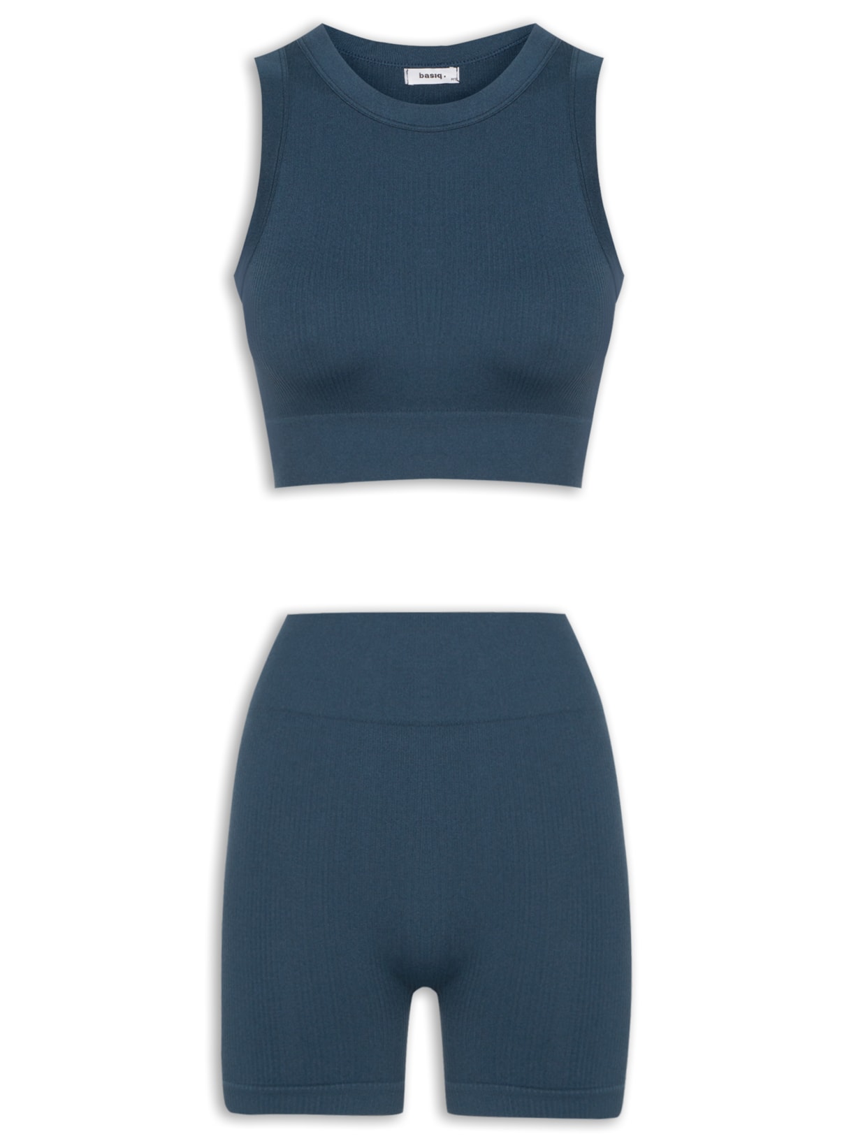 Conjunto Feminino Canelado Short E Regata - Azul