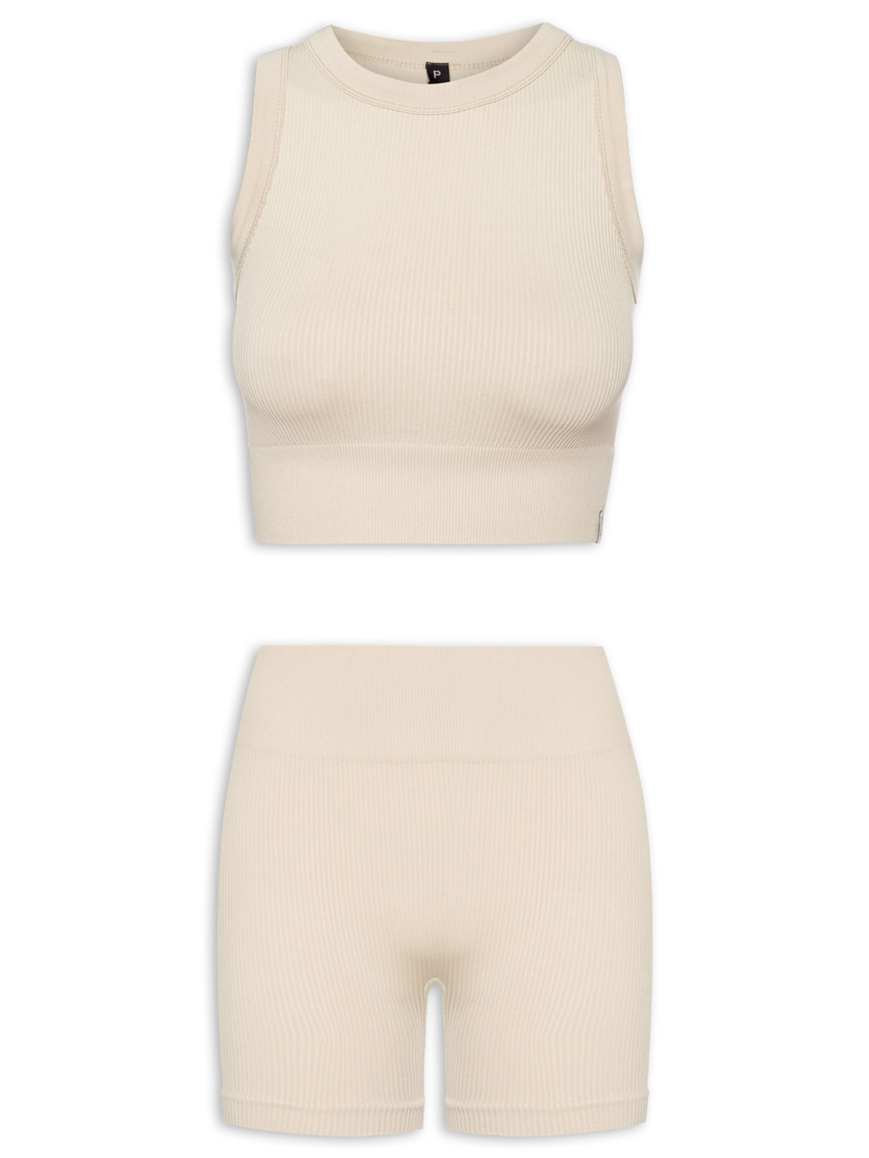 Conjunto Feminino Canelado Short E Regata - Off White