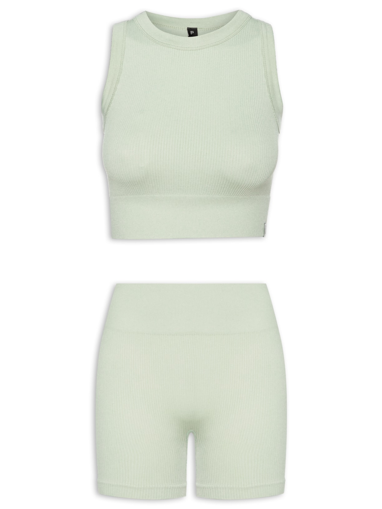 Conjunto Feminino Canelado Short E Regata - Verde