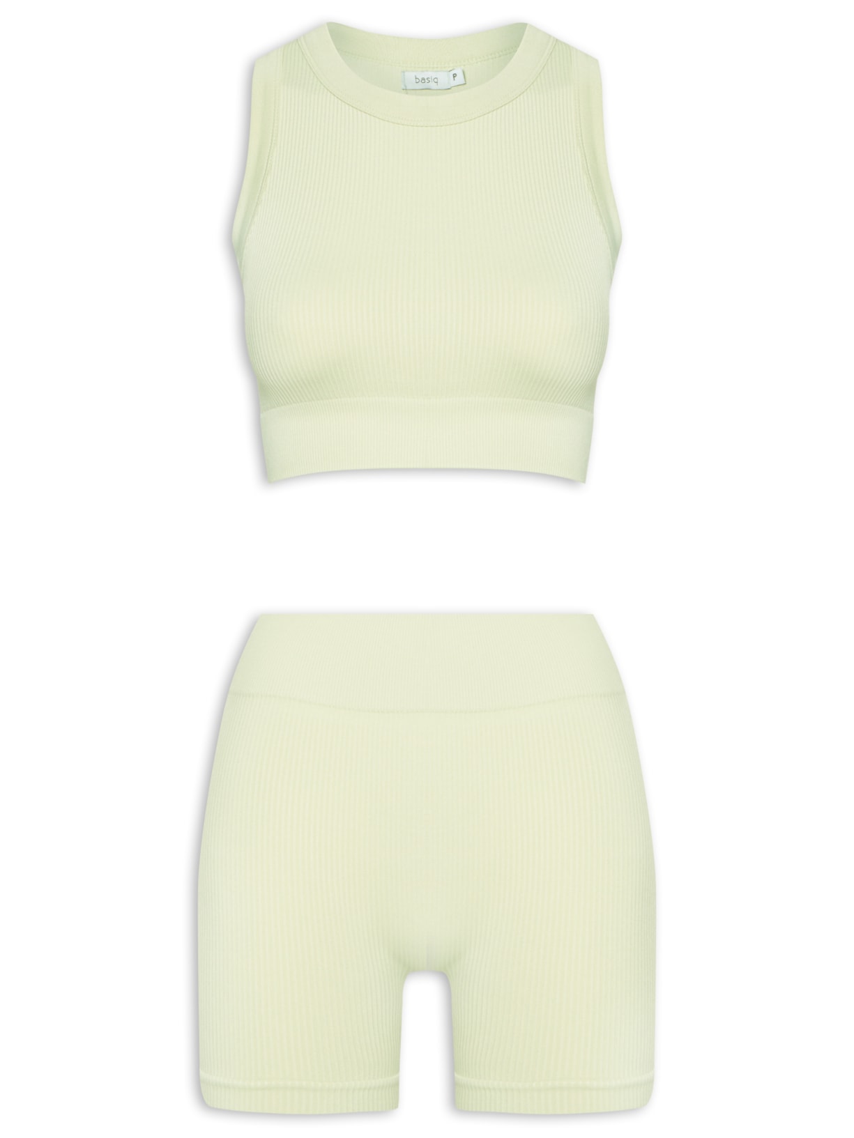 Conjunto Feminino Canelado Short E Regata - Verde