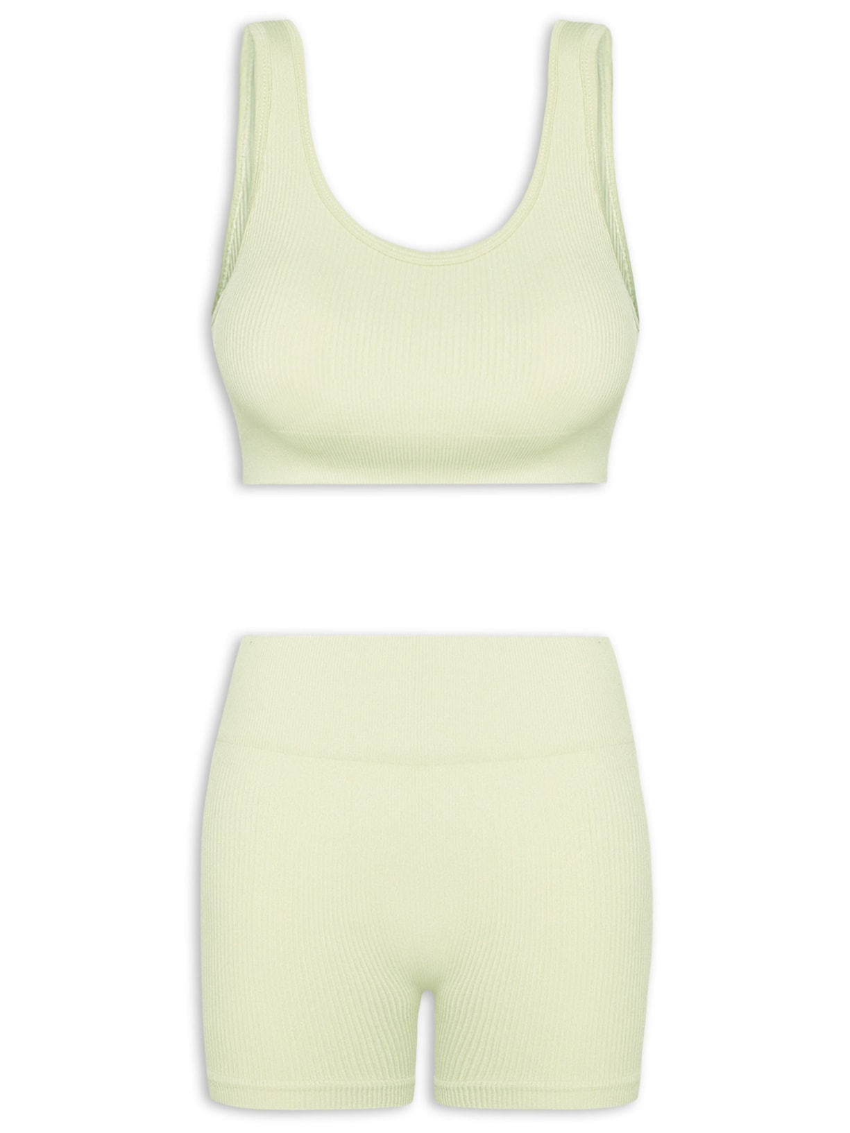 Conjunto Feminino Canelado Short E Top - Verde