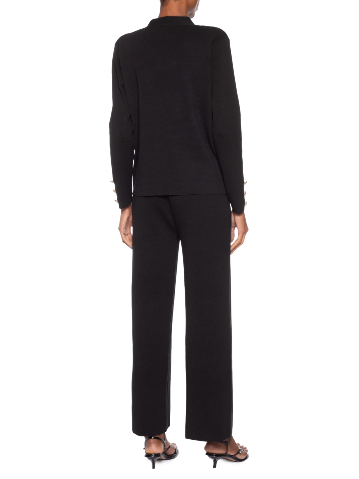 Conjunto Feminino Cardigã E Calça Em Tricot Preto '2Essential