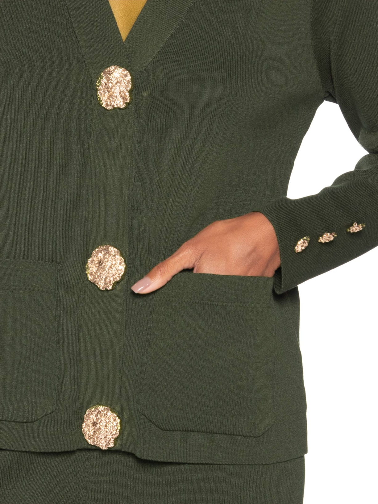 Conjunto Feminino Cardigã E Calça Em Tricot Verde '2Essential