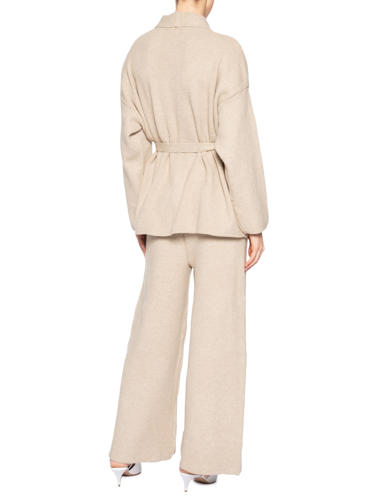 Conjunto Feminino Casaco E Calça Em Tricot Bege '2Essential