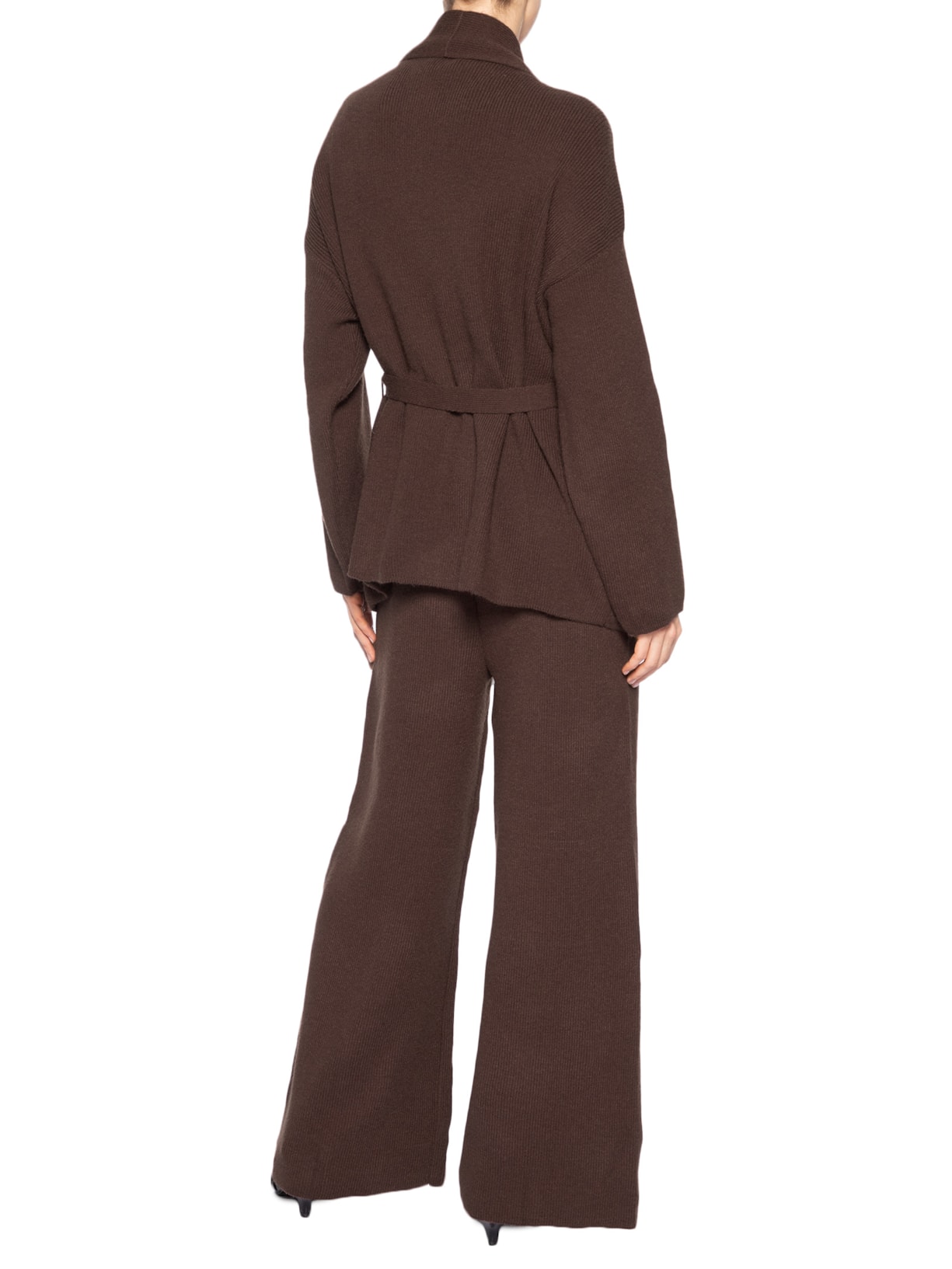 Conjunto Feminino Casaco E Calça Em Tricot Marrom '2Essential