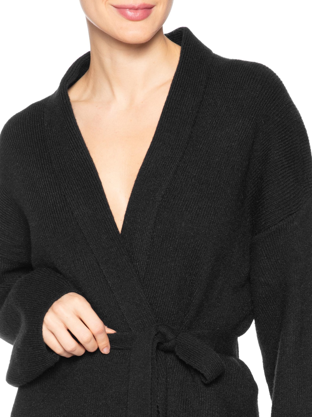 Conjunto Feminino Casaco E Calça Em Tricot Preto '2Essential