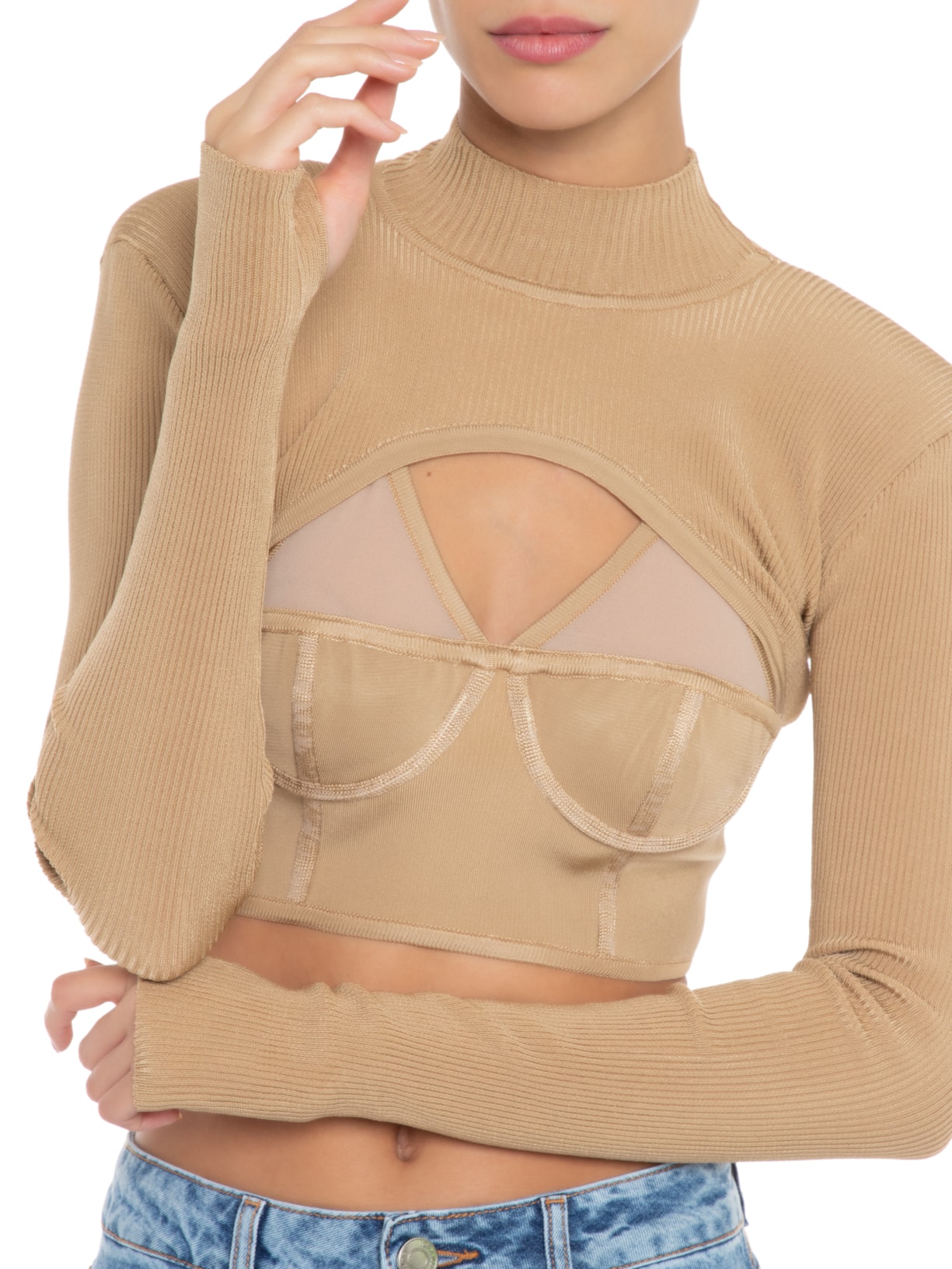 Conjunto Feminino Cesca Ocher Bege Niini