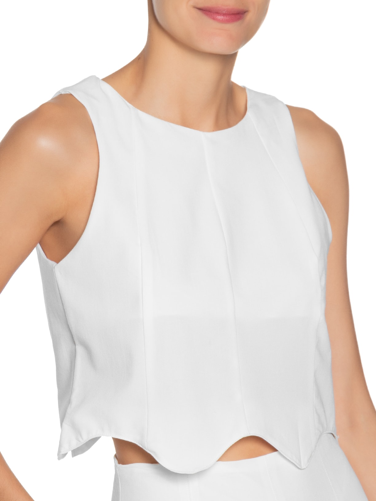 Conjunto Feminino Colete Com Saia Branco Basiq