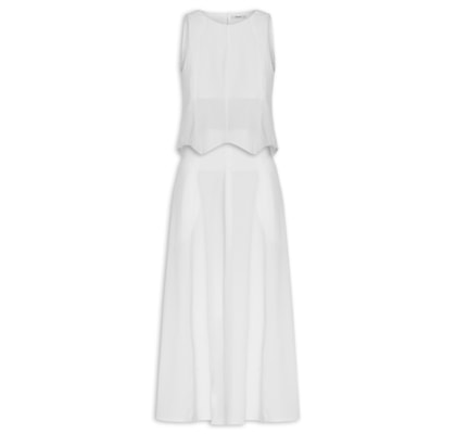 Conjunto Feminino Colete Com Saia - Branco