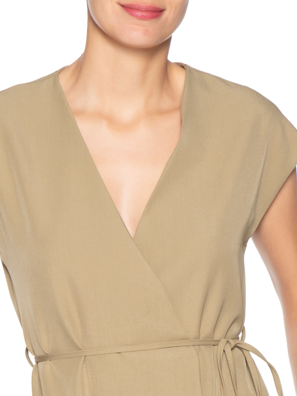 Conjunto Feminino Colete e Calça Com Amarração Bege Basiq