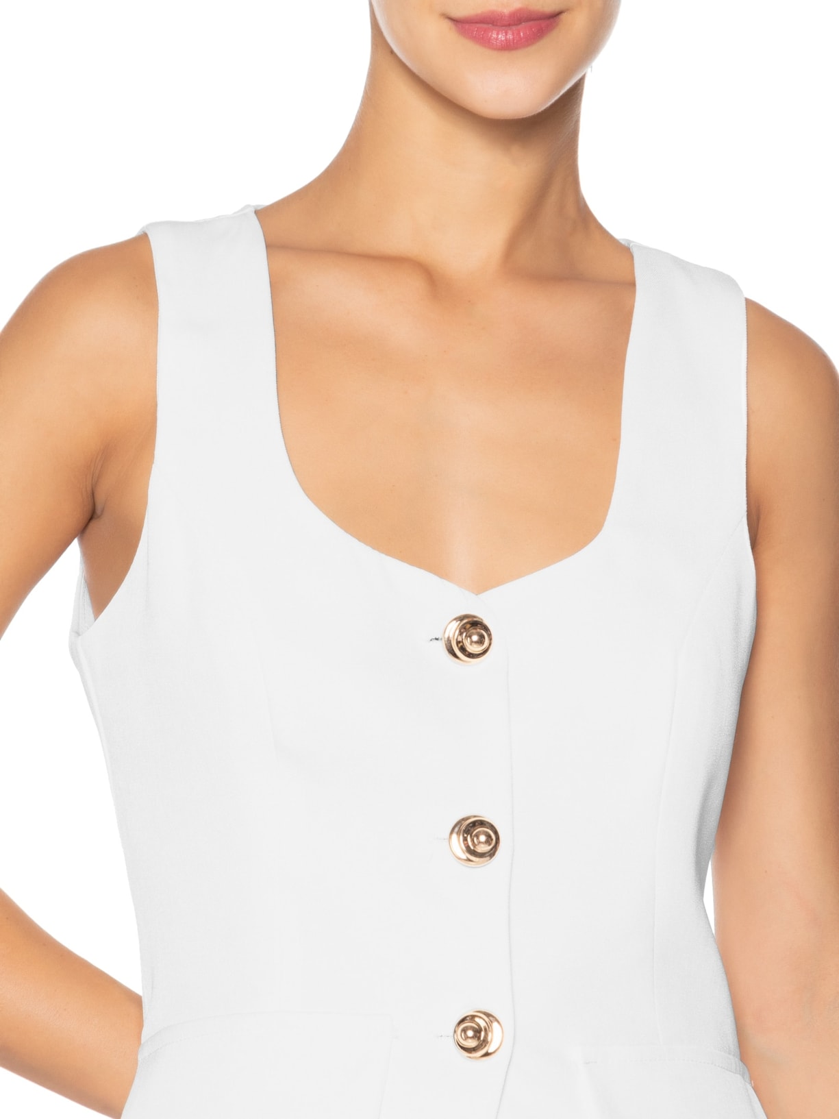 Conjunto Feminino Colete E Calça Pantalona Branco '2Essential