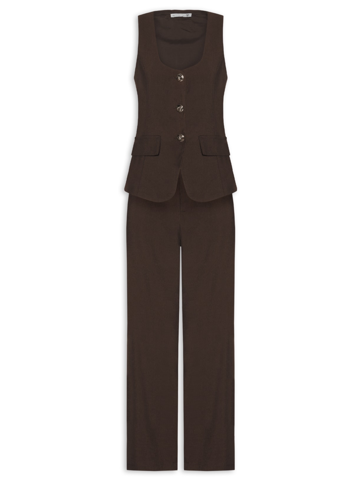 Conjunto Feminino Colete E Calça Pantalona - Marrom