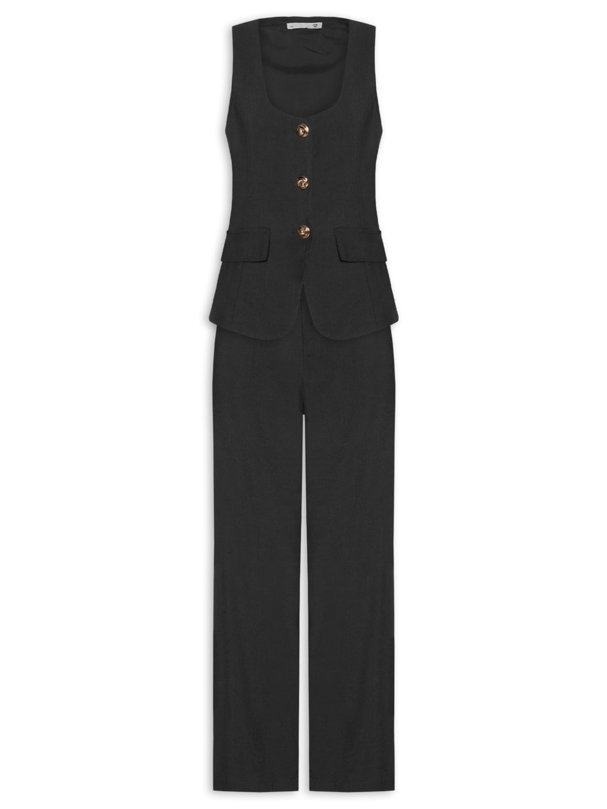 Conjunto Feminino Colete E Calça Pantalona - Preto