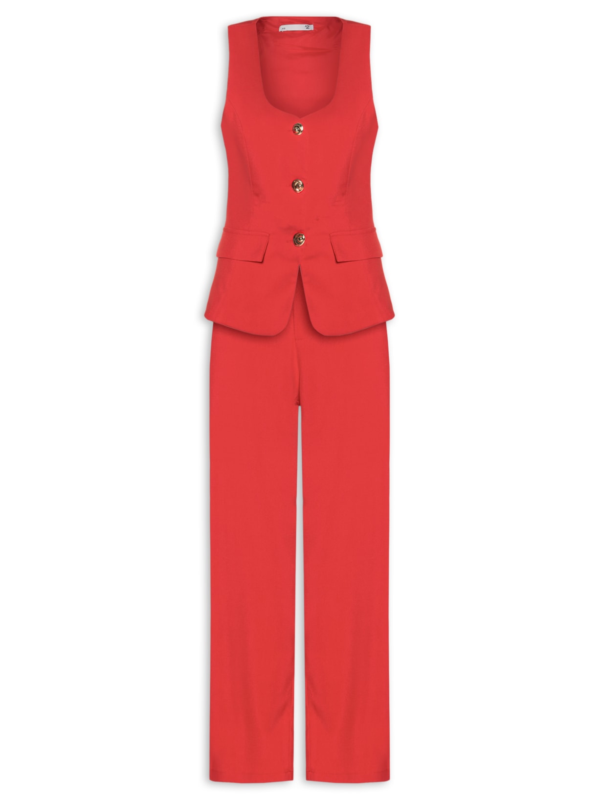 Conjunto Feminino Colete E Calça Pantalona - Vermelho