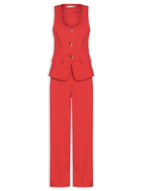 Conjunto Feminino Colete E Calça Pantalona - Vermelho