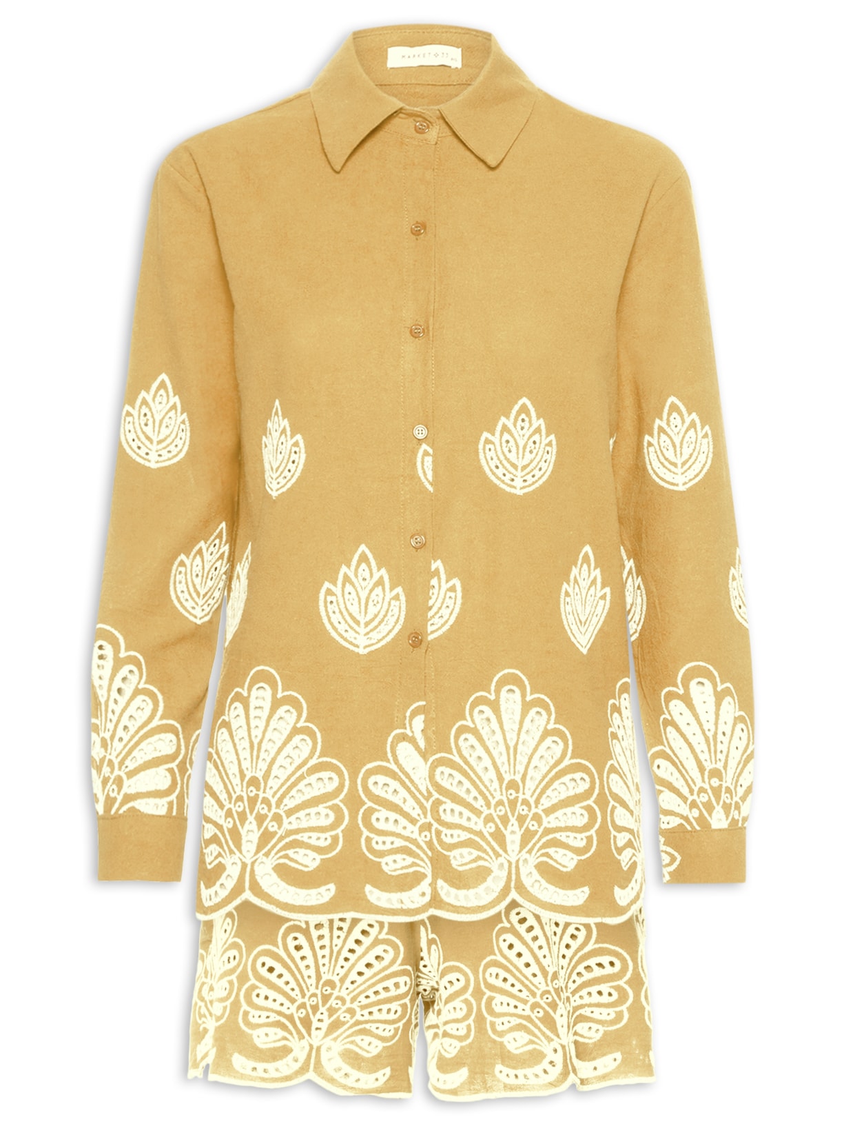 Conjunto Feminino Com Bordado - Amarelo