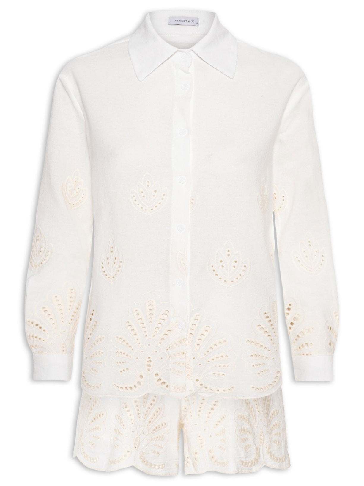 Conjunto Feminino Com Bordado - Off White