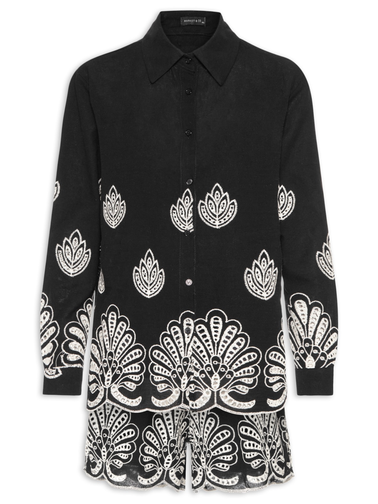 Conjunto Feminino Com Bordado - Preto