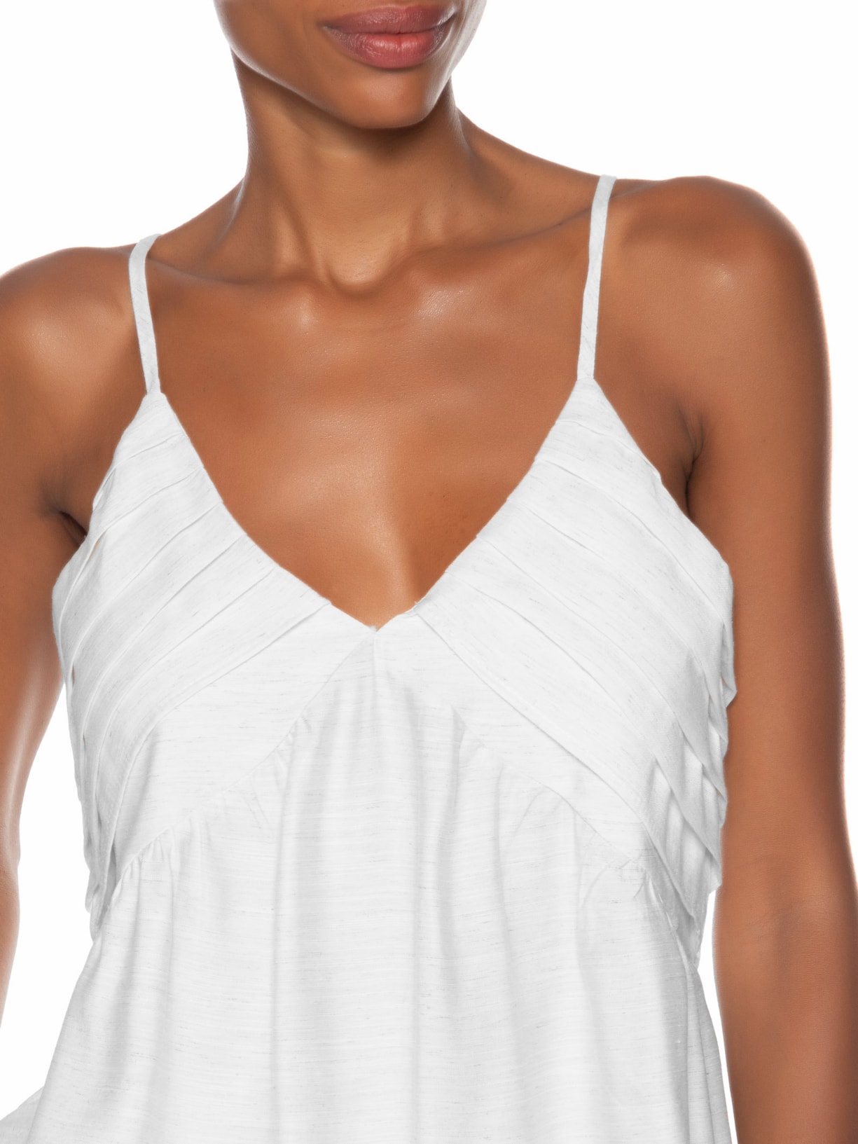 Conjunto Feminino Com Linho Blusa De Alça E Calça Reta Branco Basiq