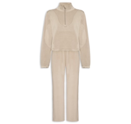 Conjunto Feminino de Moletom – Bege