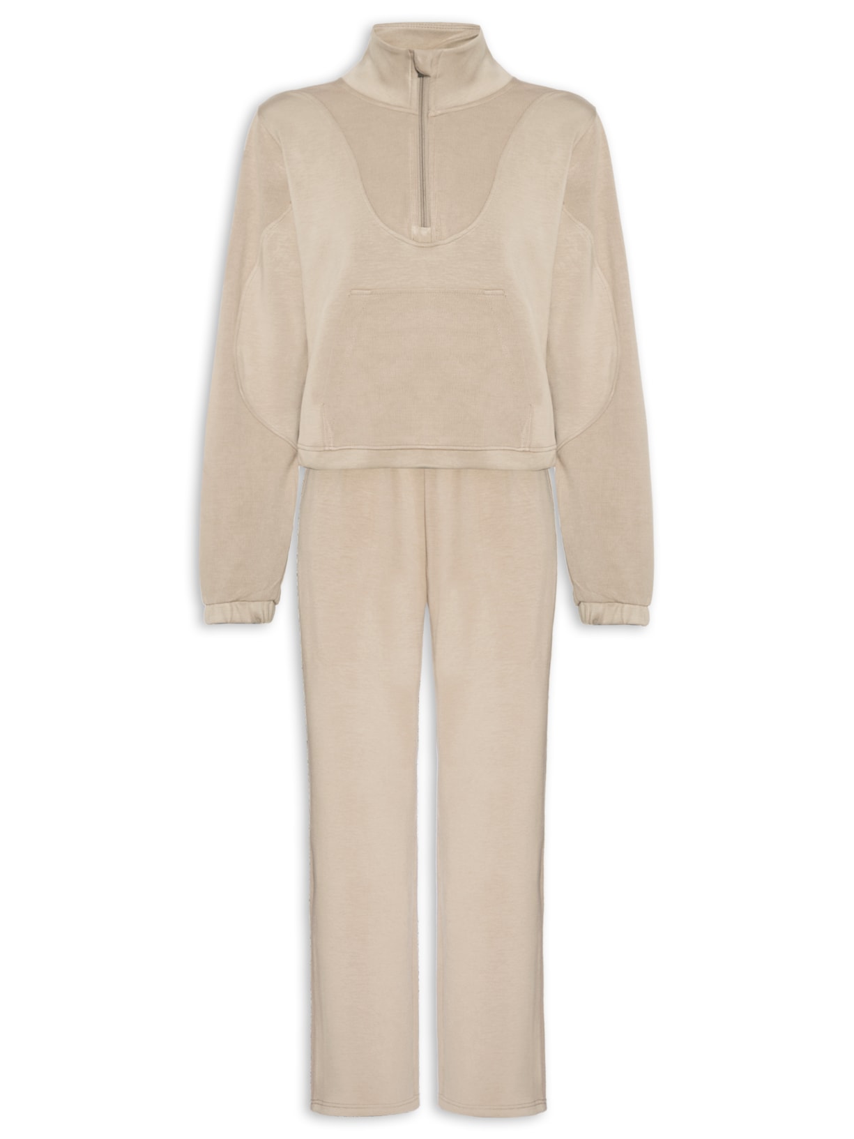 Conjunto Feminino de Moletom – Bege