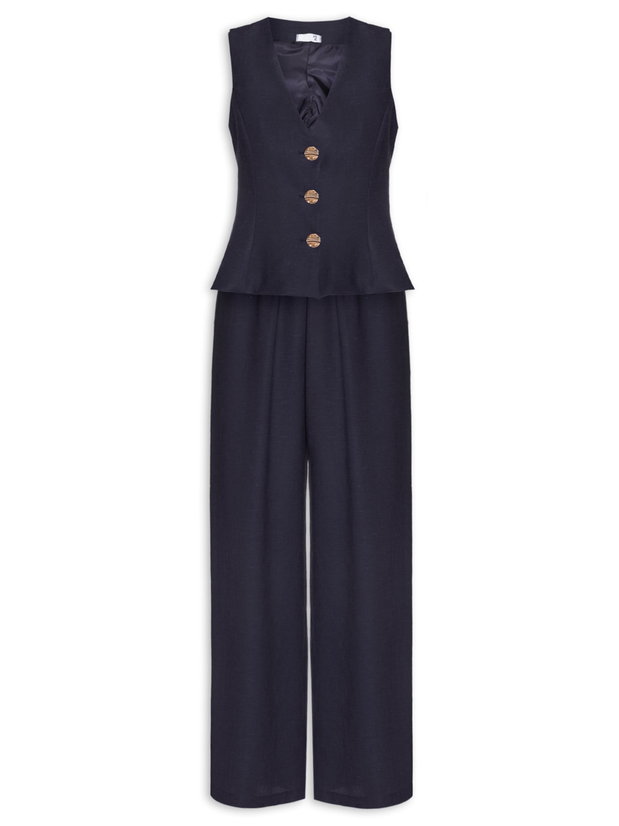 Conjunto Feminino Em Alfaiataria Colete Com Calça Azul '2Essential