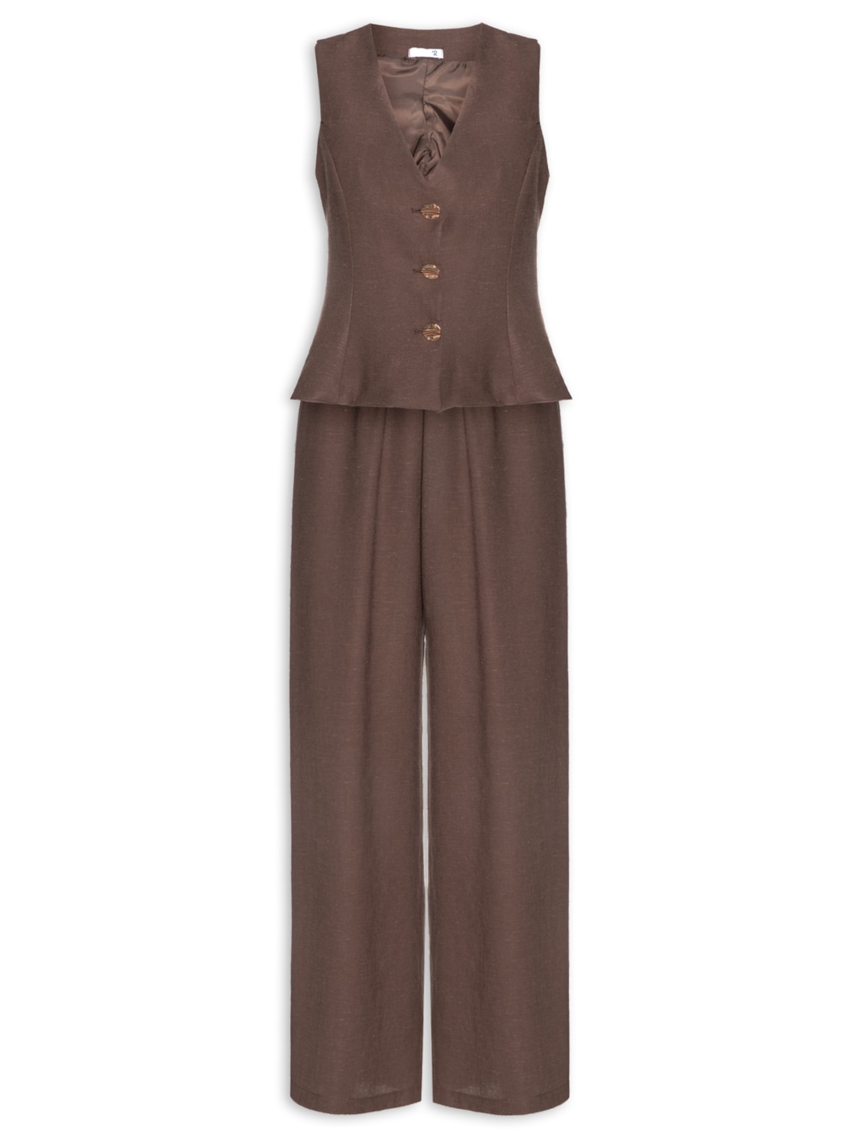 Conjunto Feminino Em Alfaiataria Colete Com Calça Marrom '2Essential