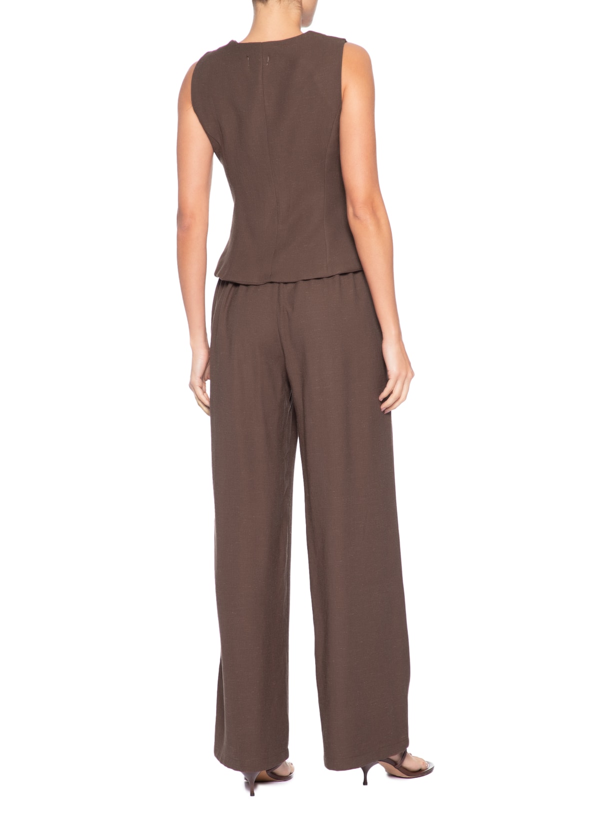 Conjunto Feminino Em Alfaiataria Colete Com Calça Marrom '2Essential