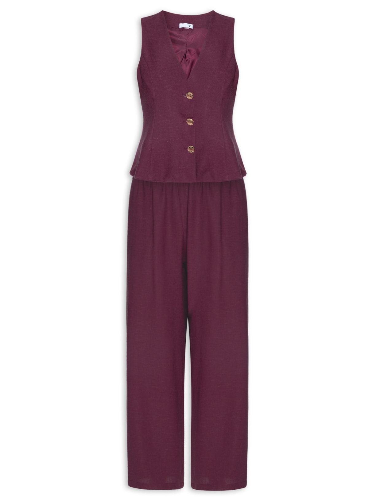 Conjunto Feminino Em Alfaiataria Colete Com Calça - Vermelho