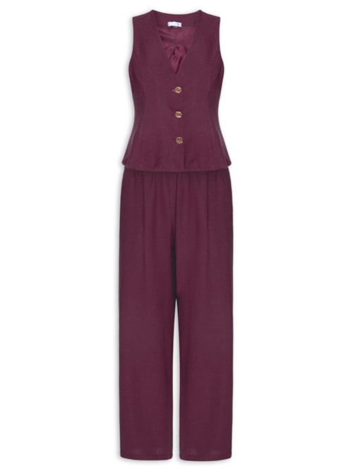 Conjunto Feminino Em Alfaiataria Colete Com Calça - Vermelho