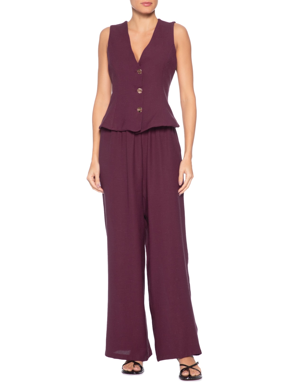 Conjunto Feminino Em Alfaiataria Colete Com Calça Vermelho '2Essential