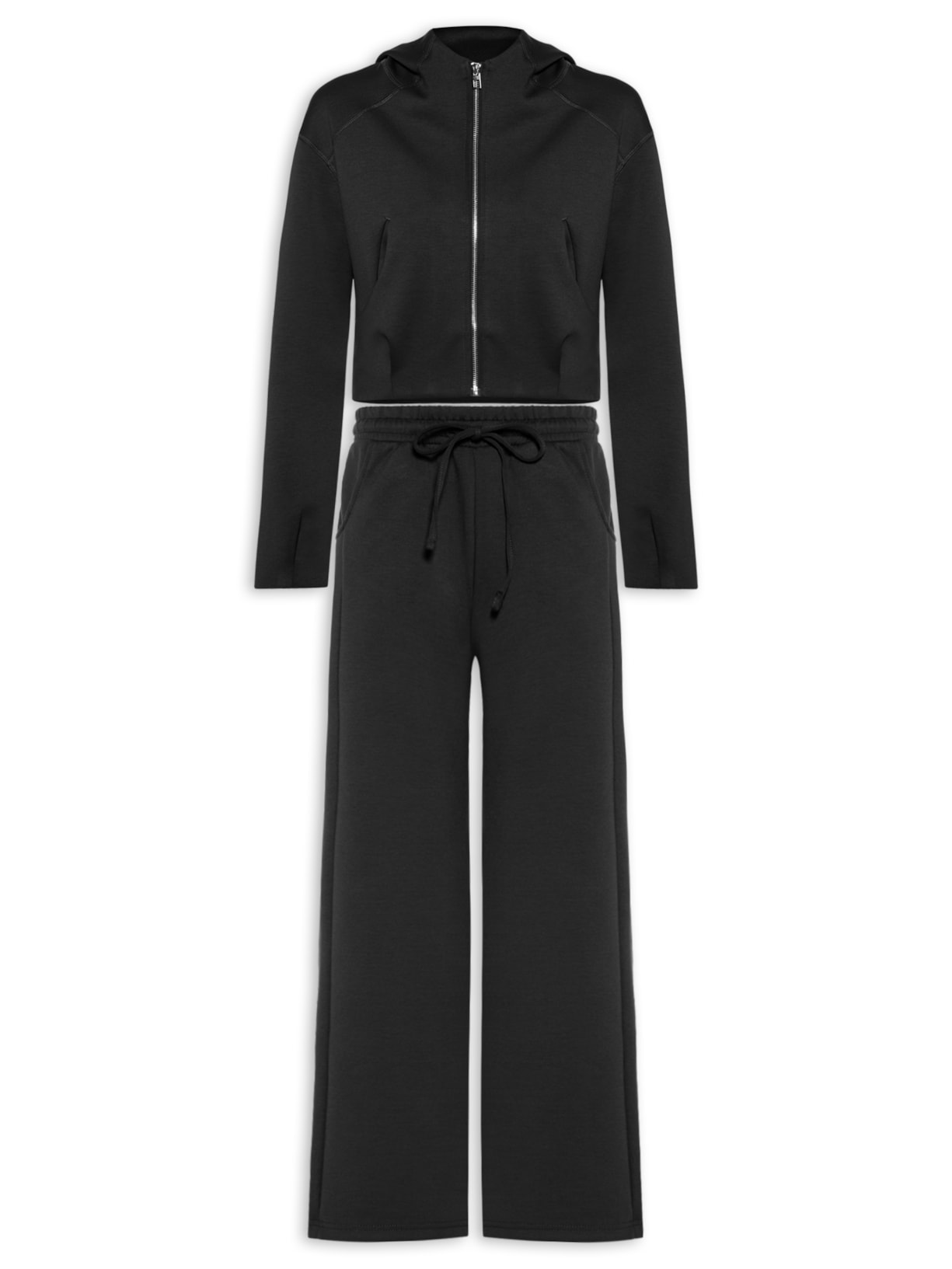 Conjunto Feminino Em Moletom Preto Basiq