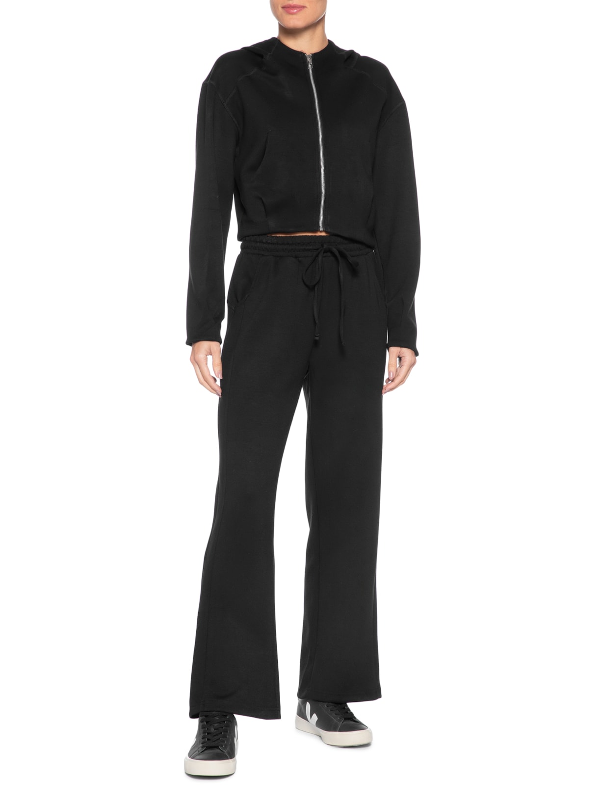 Conjunto Feminino Em Moletom Preto Basiq