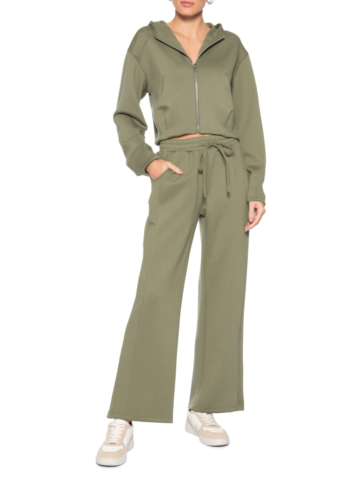 Conjunto Feminino Em Moletom – Verde Basiq