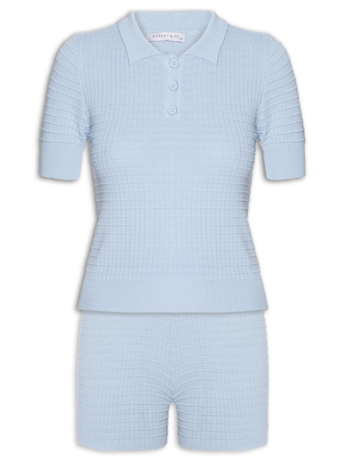 Conjunto Feminino Em Tricot - Azul
