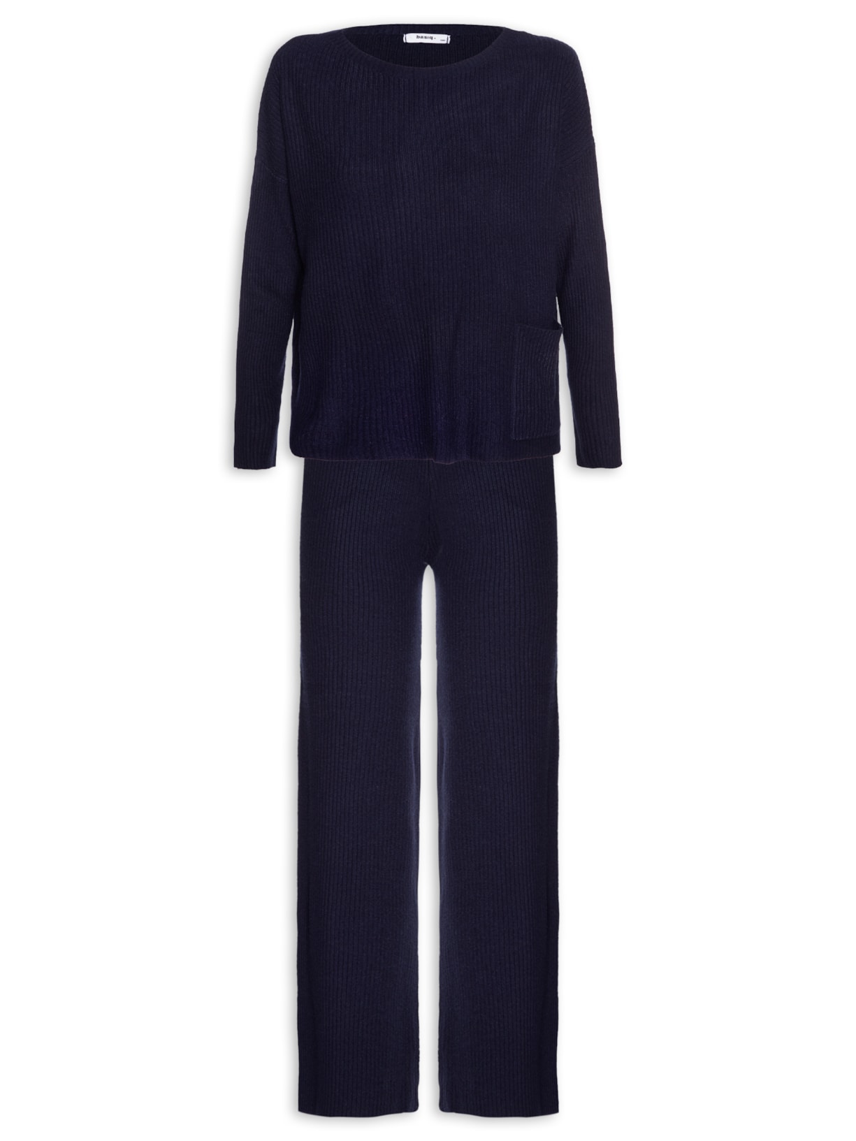 Conjunto Feminino Em Tricot Azul Basiq