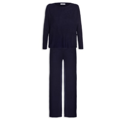 Conjunto Feminino Em Tricot - Azul