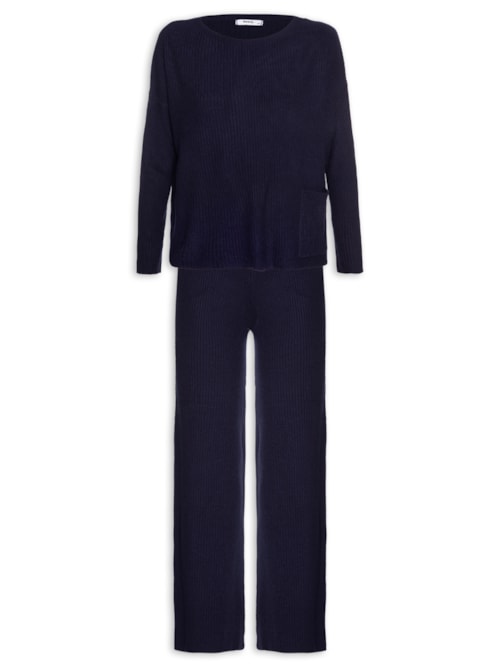 Conjunto Feminino Em Tricot - Azul
