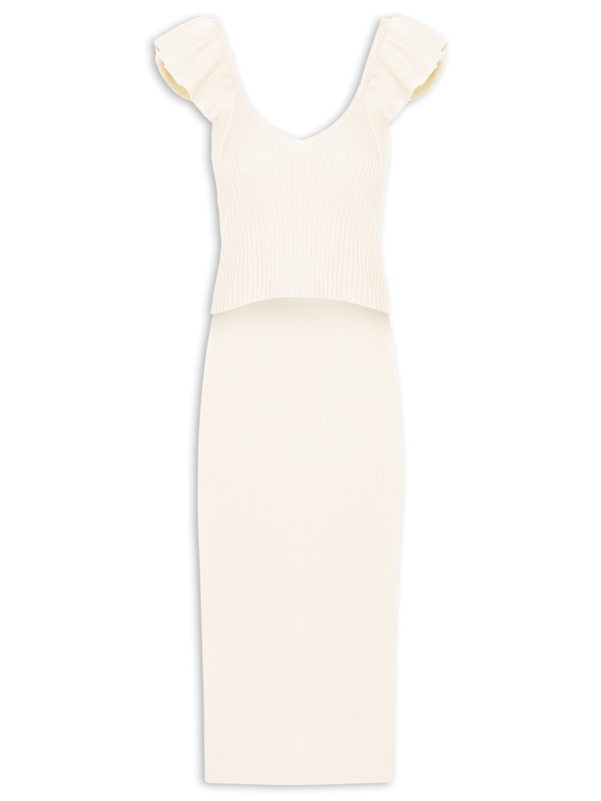 Conjunto Feminino Em Tricot - Bege