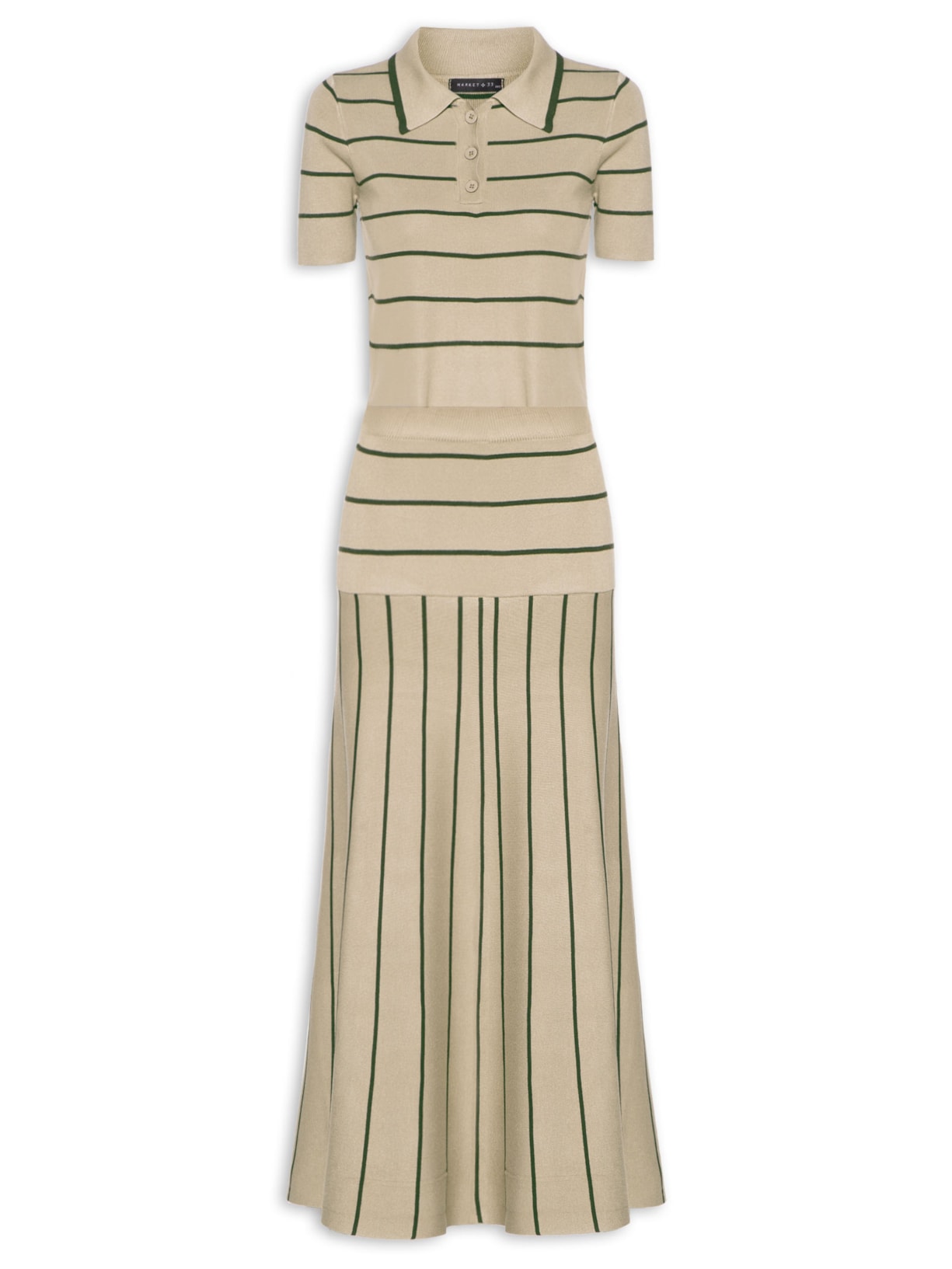 Conjunto Feminino Em Tricot Bege   Market 33